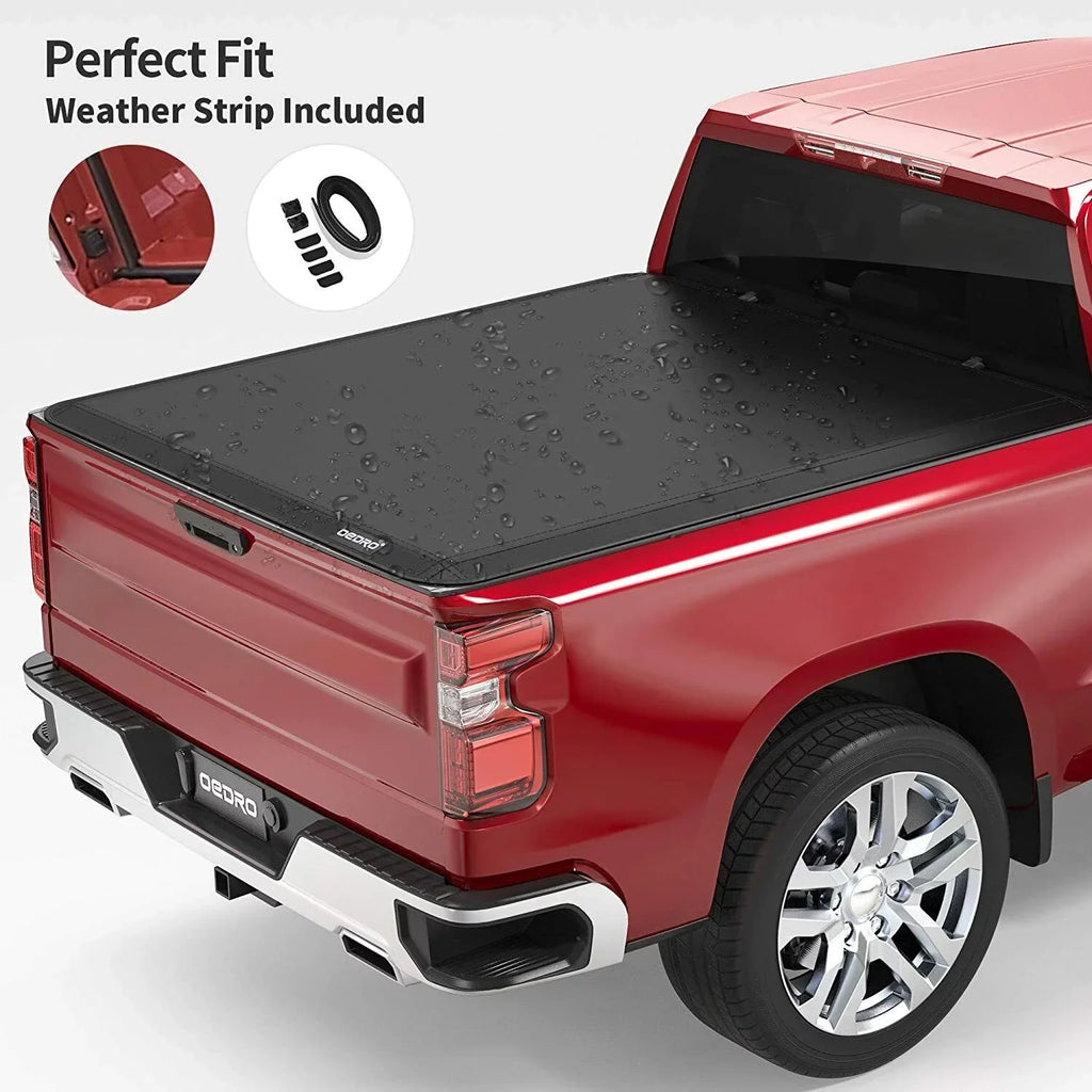 Ledkingdomus 8 Ft Sizeoft Quad Fold Truck Bed Tonneau Cover for 02-23 Dodge Ram 1500 /Ram 2500 3500