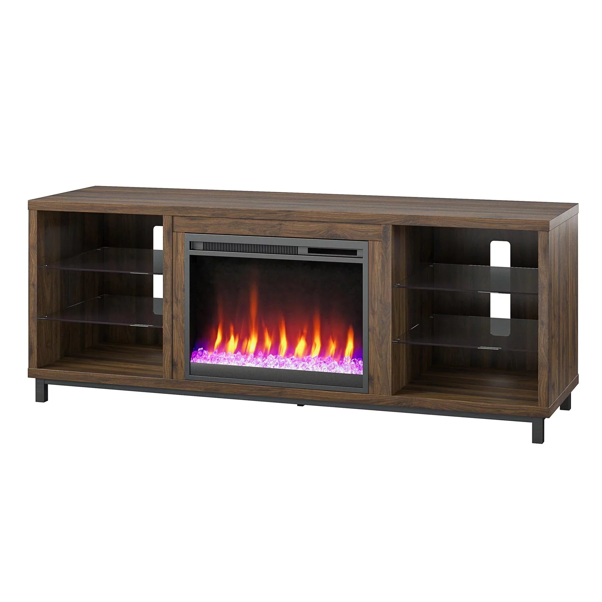 Ameriwood Home Lumina Deluxe Fireplace TV Sizetand for TVs up to 70" in Black