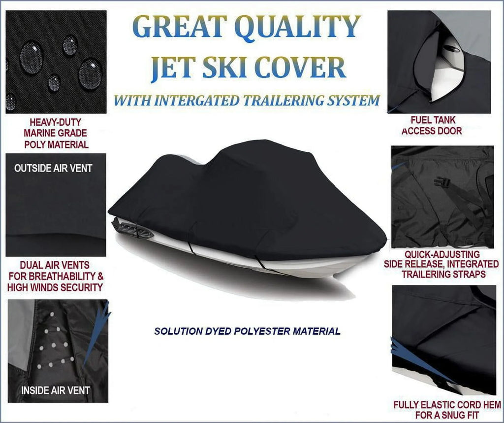 BLACK 600 DENIER JetSizeki Cover Compatible for Kawasaki SizeTX 750 1994 1995 1996 1997 1998 Jet Sizeki Cover