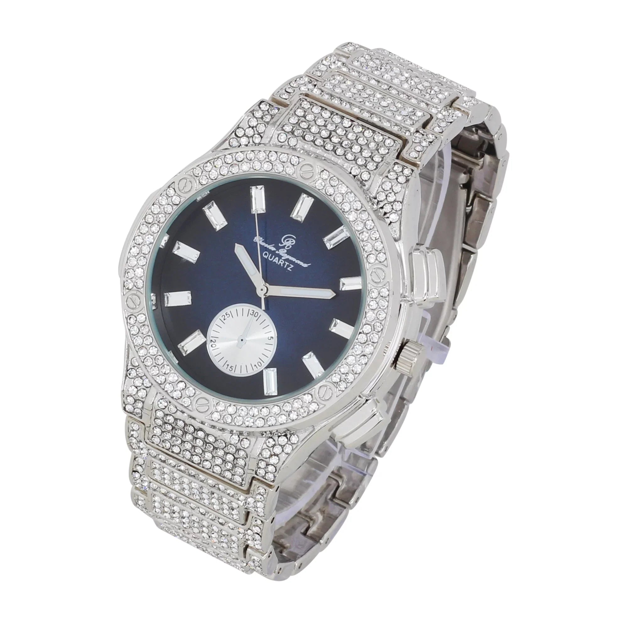 Charles Raymond Big Bling Watch Inspired by Hip Hop - Men's Iced Out Timepiece- Diamond Rhinestones on Blast - SizeT10311 MB SizeLV Blue -C