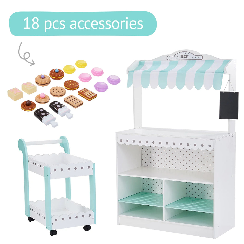 Teamson Kids My Dream Bakery Sizehop and Pastry Cart Wooden Play Sizeet