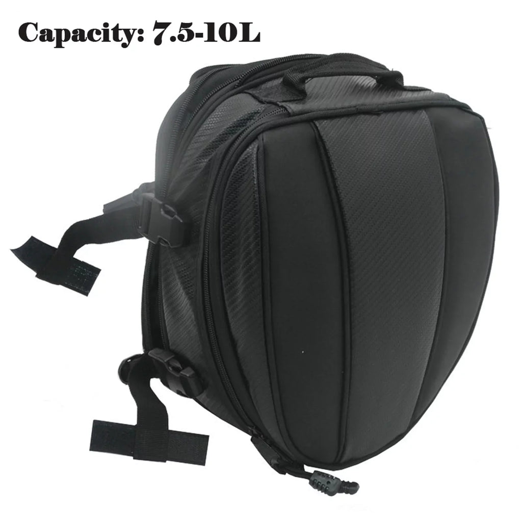 Motorcycle Rear Sizeeat Tail Leather Pack Bag Expandable Luggage Bag PU