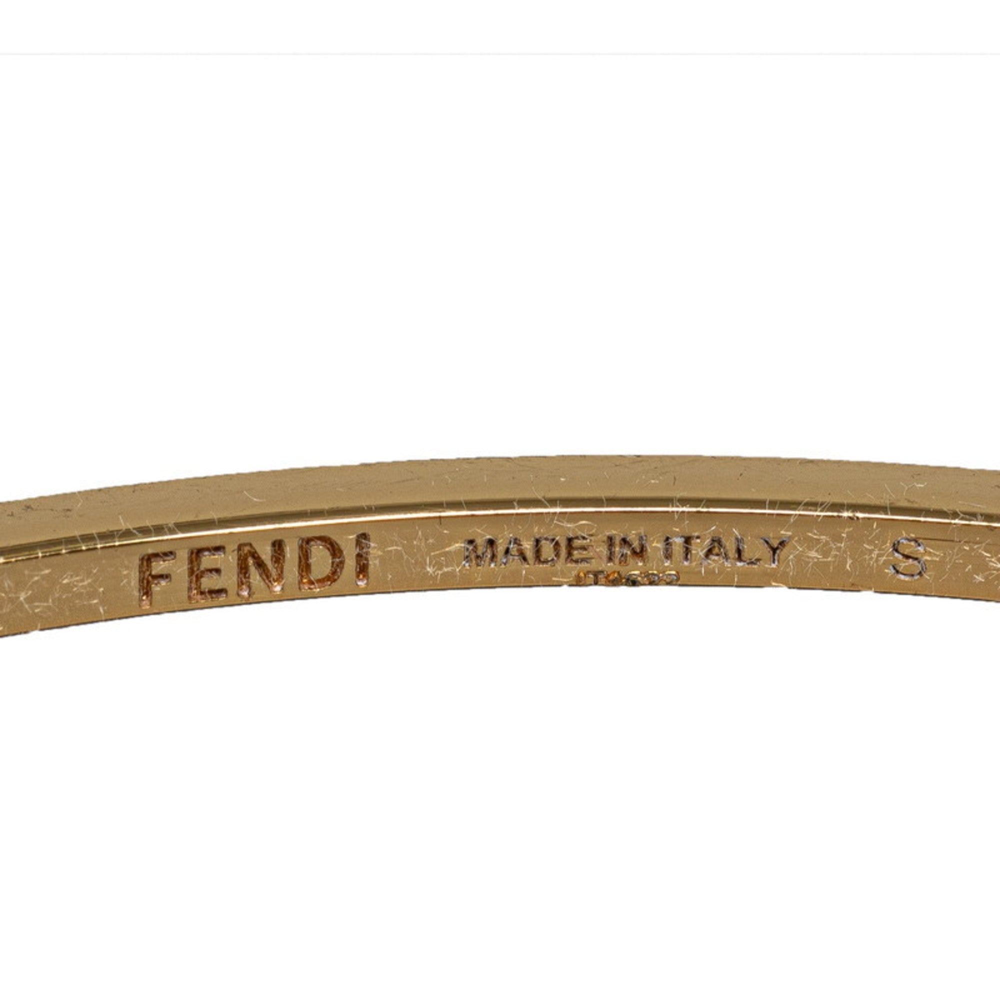 Pre-Owned Fendi Rhinestone Rhinestone Bangle Gold (Fair)