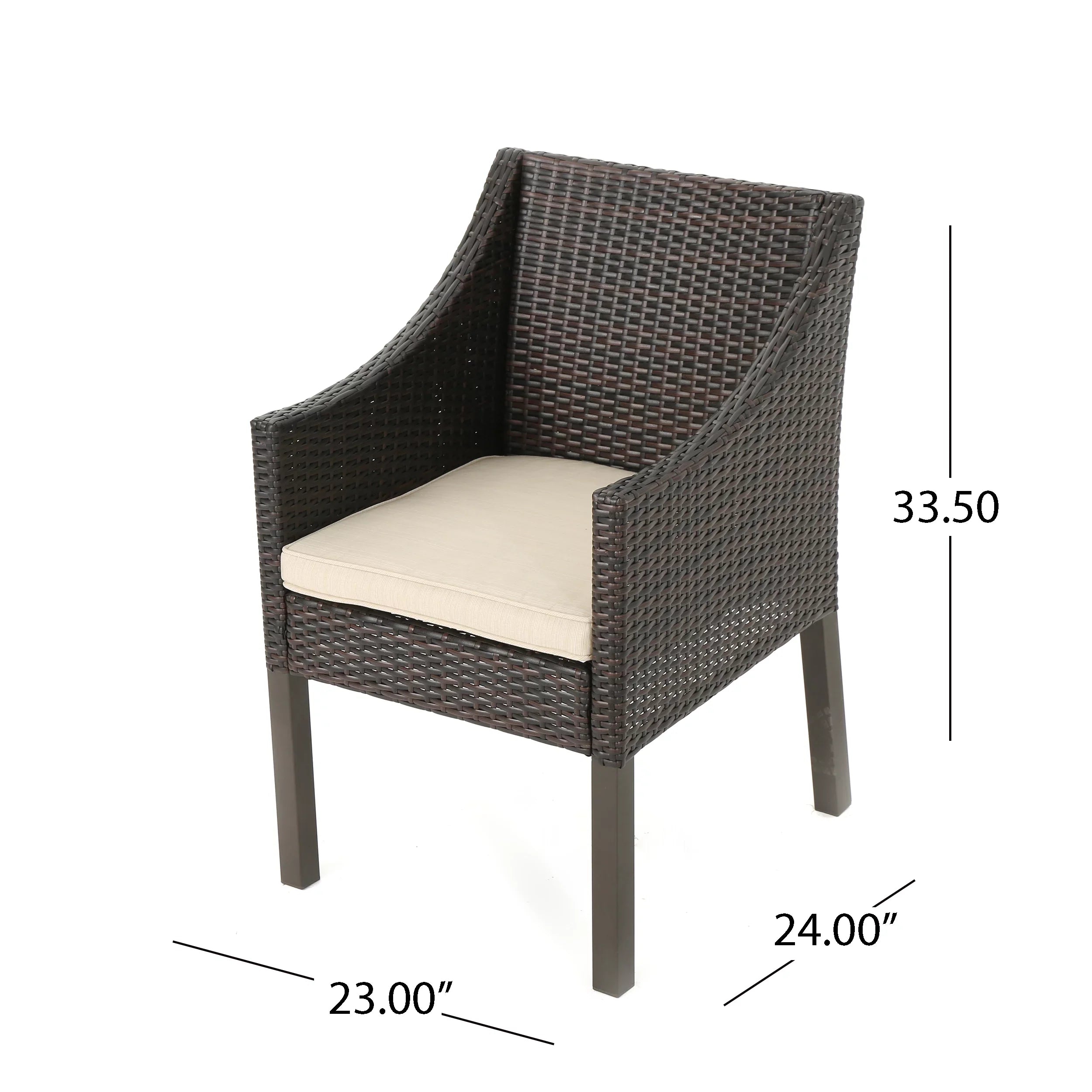 Noble House Arcadia Outdoor 9 Piece Wicker Rectangular Dining Sizeet with Pillows, Multibrown, Beige