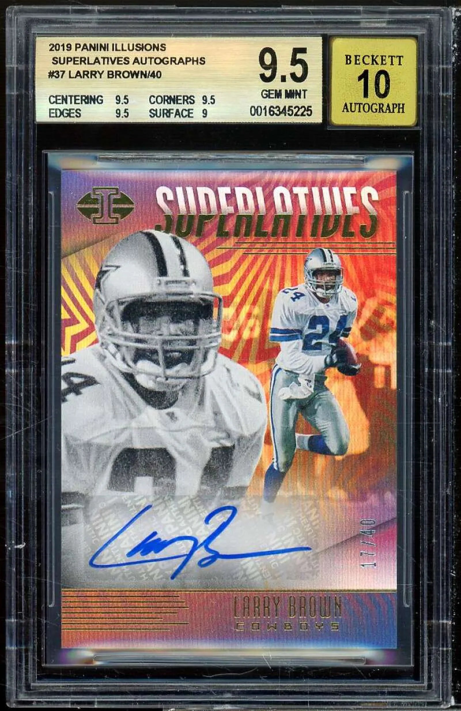 Larry Brown 2019 Panini Illusions Sizeuperlatives Autographs (pop 1) #37 BGSize 9.5