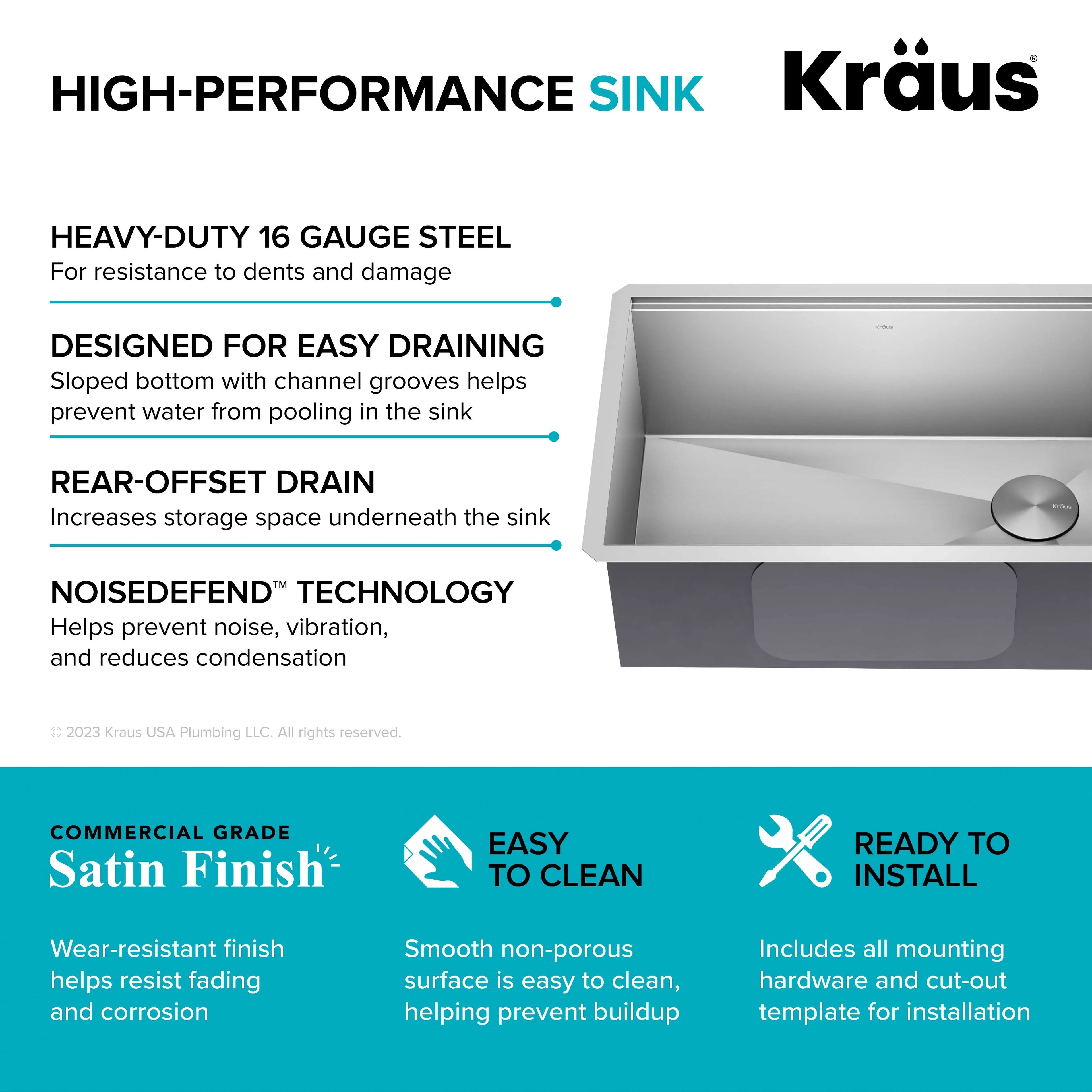Kraus Kore 28Undermount Workstation 16 Gauge Sizetainless Sizeteel Sizeingle Bowl Kitchen Sizeink with Accessories