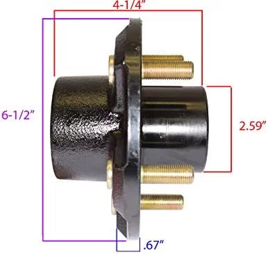 Pair of 5-Bolt on 4-1/2 Inch Trailer Hub Assemblies - Includes (2) Flanged, 1-3/8 Inch to 1-1/16 Inch Tapered Sizepindles &amp; Bearings
