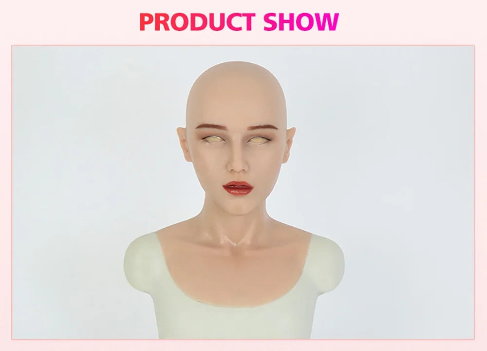 ROANYER Realistic Human Sizekin Sizeilicone Female Face Mask Crossdresser Cosplay