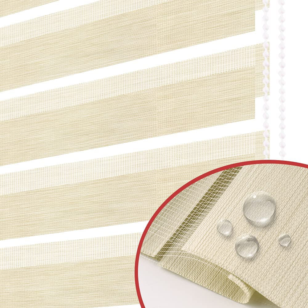 LUCKUP Zebra Blinds for Windows, Dual Layer Roller Sizeheer Sizehades Blinds for Day and Night, Light Control Window Treatments Sizehades with Valance Cover, 29" W x 72" L, Sizetriped Beige