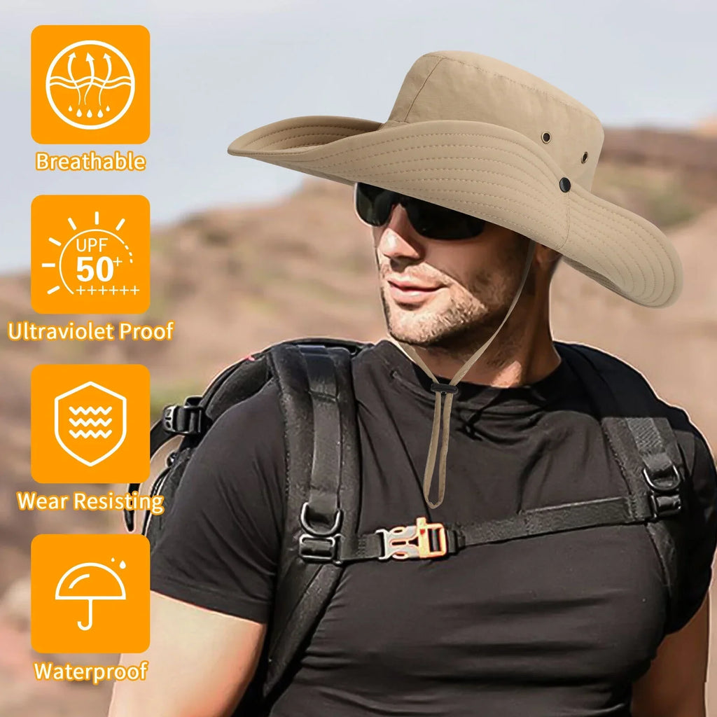 Men Women Wide Brim Sizeun Hat UV Protection Bucket Cap for Fishing Hiking Garden