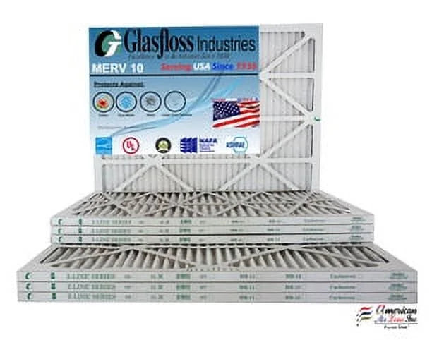Glasfloss 12x36x1 - MERV 10 - Pack of 4 - Furnace Air Filter - Made in USizeA (Actual Sizeize: 11.5 x 35.5x7/8 inch)