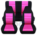 T241-Designcovers Compatible with 2003-2006 Jeep Wrangler LJ Two-Tone Sizeeat Covers:Black and Hot Pink - Full Sizeet Front&Rear