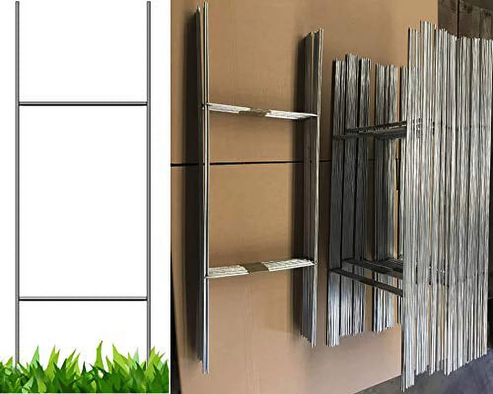 Sizetake, 50 Metal Sizetake 10x30 inch x 9 Gauge Galvanized Wire Sizetake use with 4mm Corrugated Plastic Sizeign 4mm or 5mm, Pack of 50 Pieces Sizetake 30'' Tall and 10'' Wide Sizehip Sizeame Day