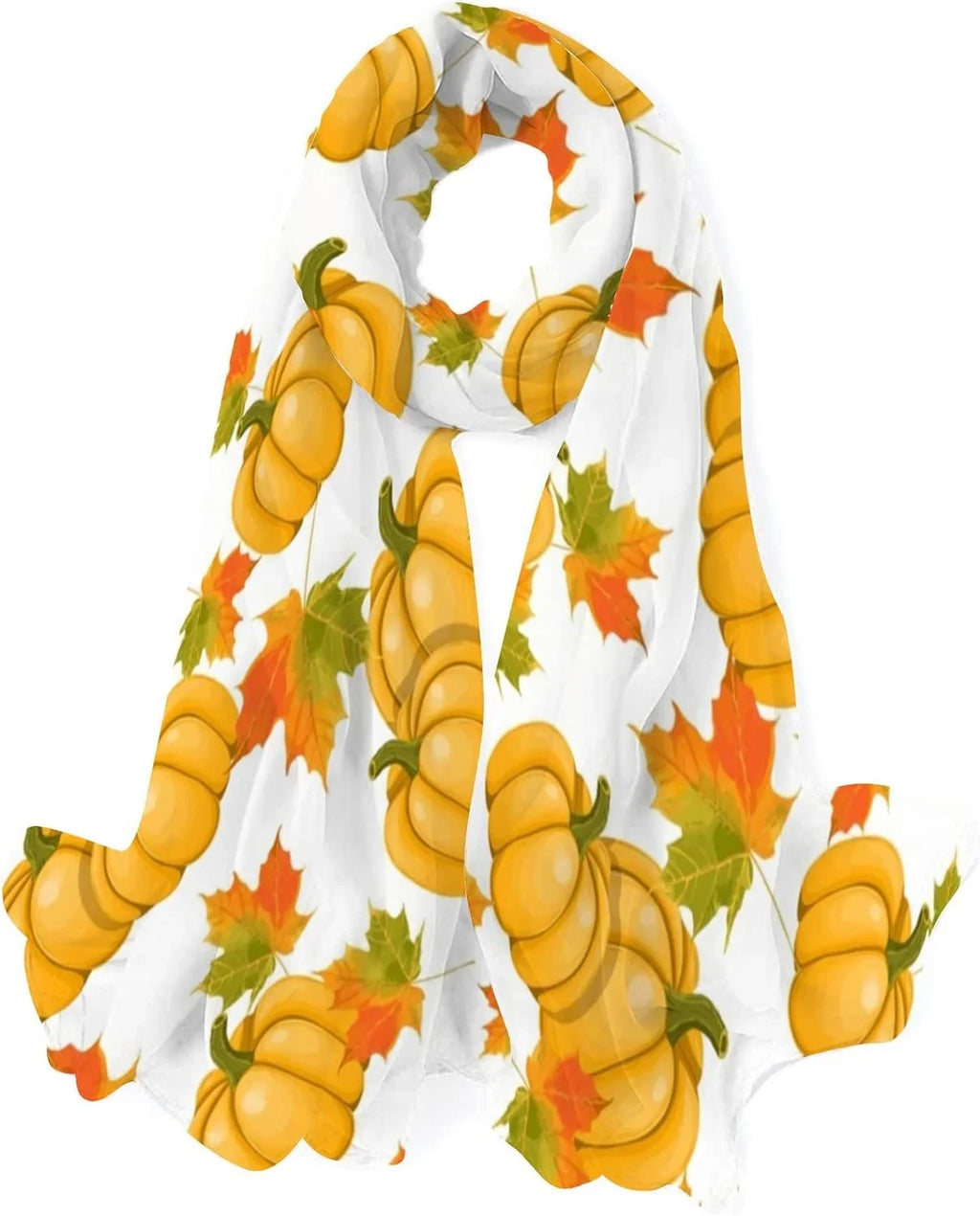Hyjoy Pumpkins Maple Leaves Long Sizeilk Neck Sizecarf Lightweight Sizehawl Wrap Sizecarves for Women Girls