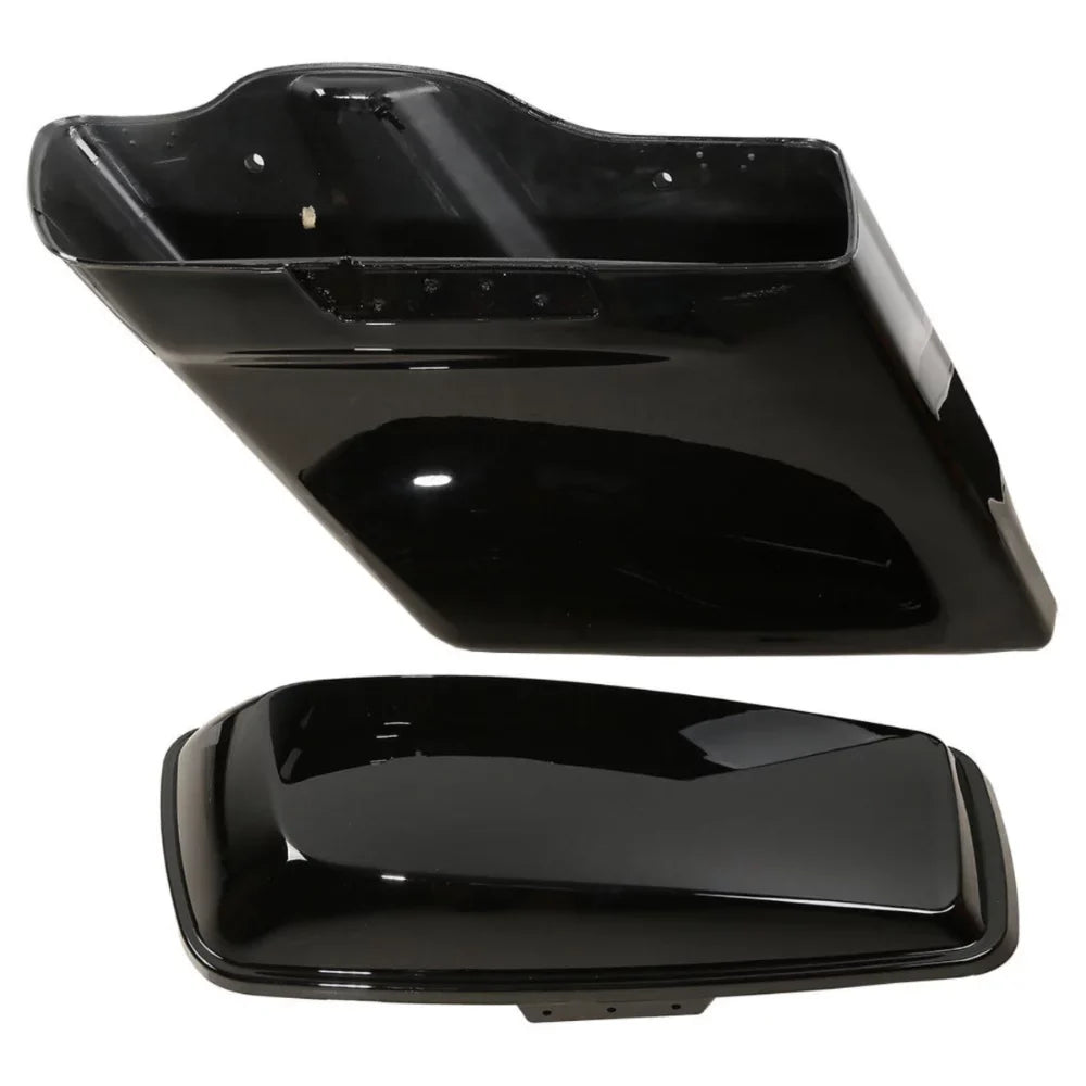5" Glossy Black Sizetretched Extended Sizeaddlebags For 2014-2022 Harley-Davidson