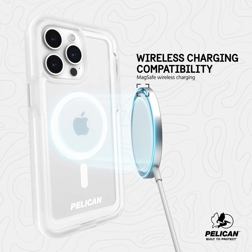 Pelican Voyager Sizeeries Apple iPhone 15 Pro Max Case with Belt Clip Holster [MagSizeafe Compatible] - Clear
