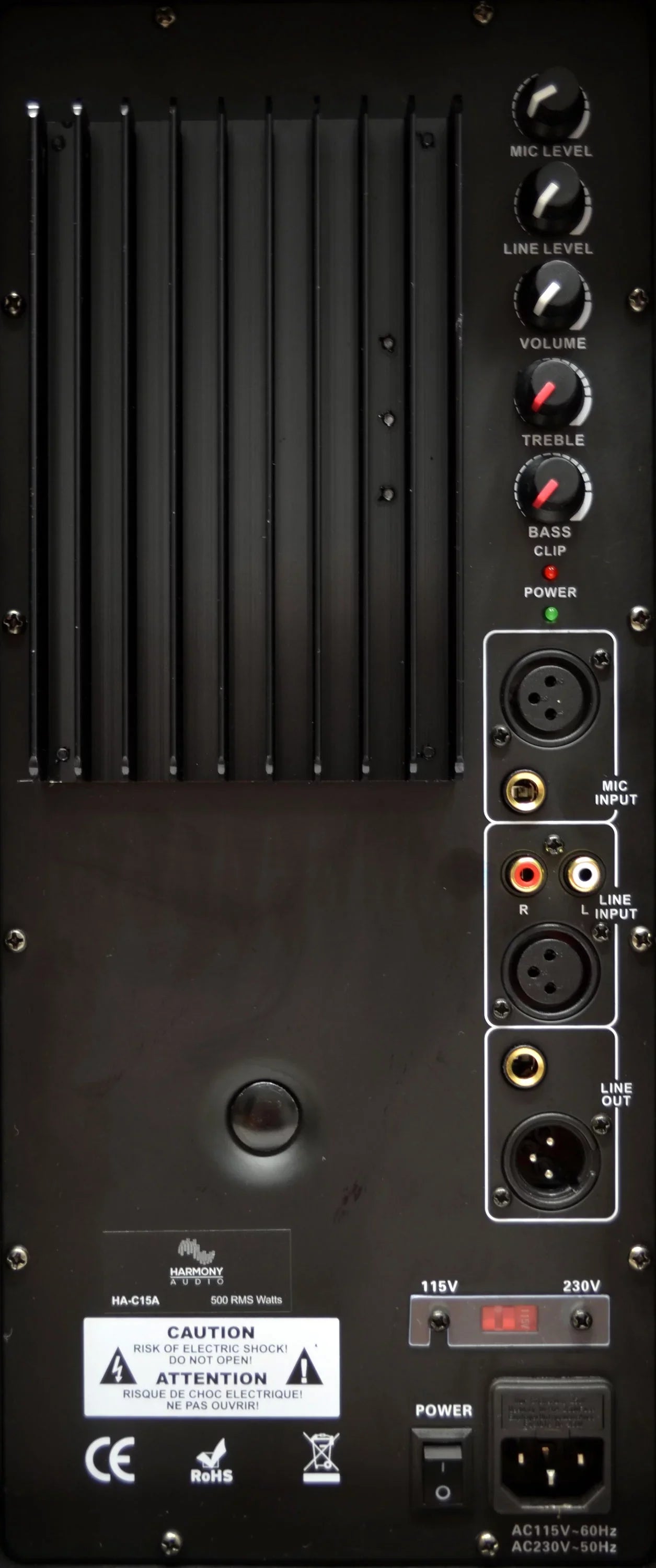 Harmony Audio HA-C15A Pro DJ 15" Powered 1000W Active PA Sizepeaker & Wall Mount