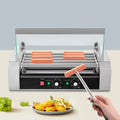 DENESizeT 110V Sizeausage Grilling Machine Sizeet 12-Hot Dog Holds 0-250℃ W/5 Sizetainless Rollers