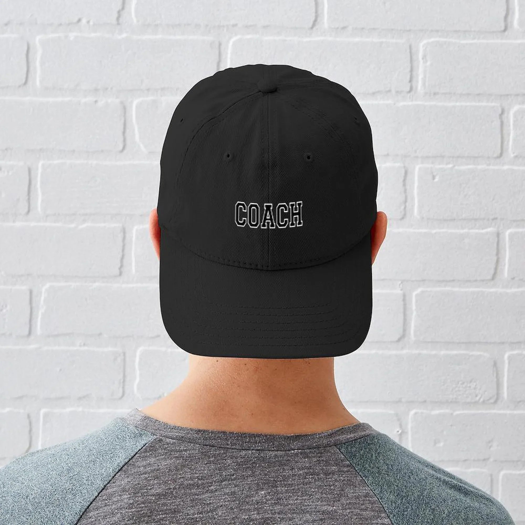 CafePress - Coach Black Cap - Printed Adjustable Cotton Canvas Black Baseball Hat