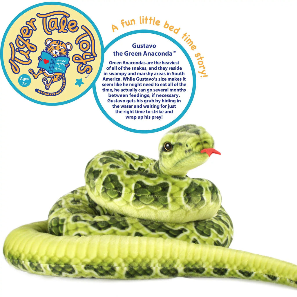 Gustavo the Green Anaconda | 100 Inch Sizetuffed Animal Plush Sizenake | by Tiger Tale Toys