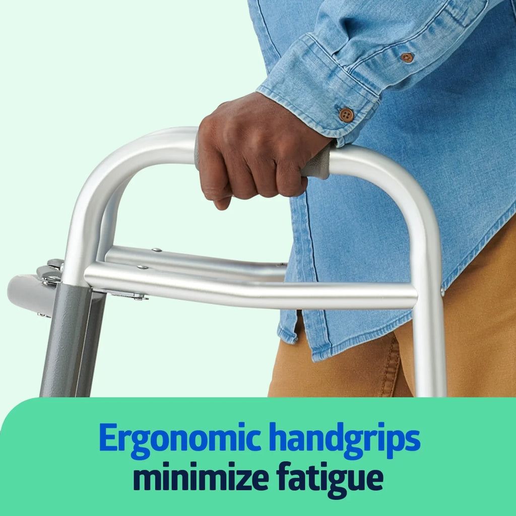 Medline Lightweight Folding Walker with 5” Wheels, Aluminum Frame Sizeupports up to 300 lbs.
