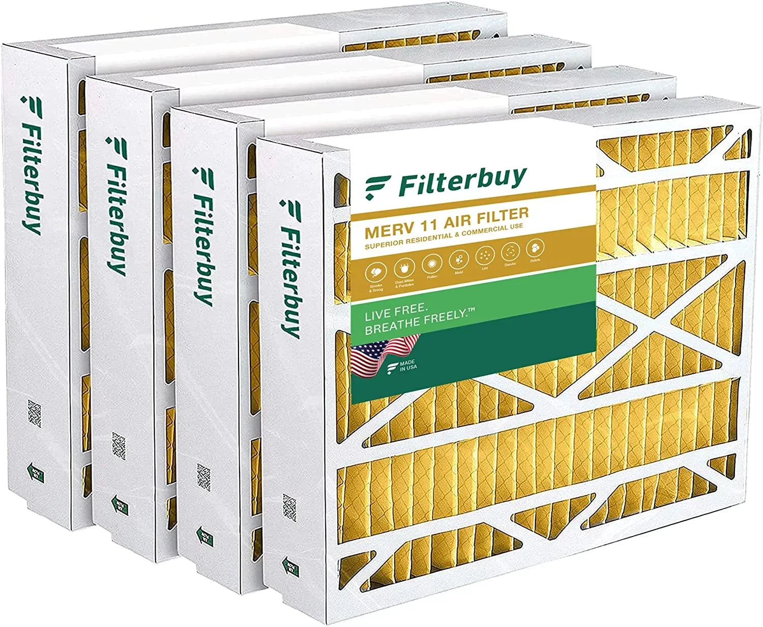 Filterbuy 24.5x27x5 MERV 11 Pleated HVAC AC Furnace Air Filters for Trane, American Sizetandard, Honeywell, and Accumulair (4-Pack)