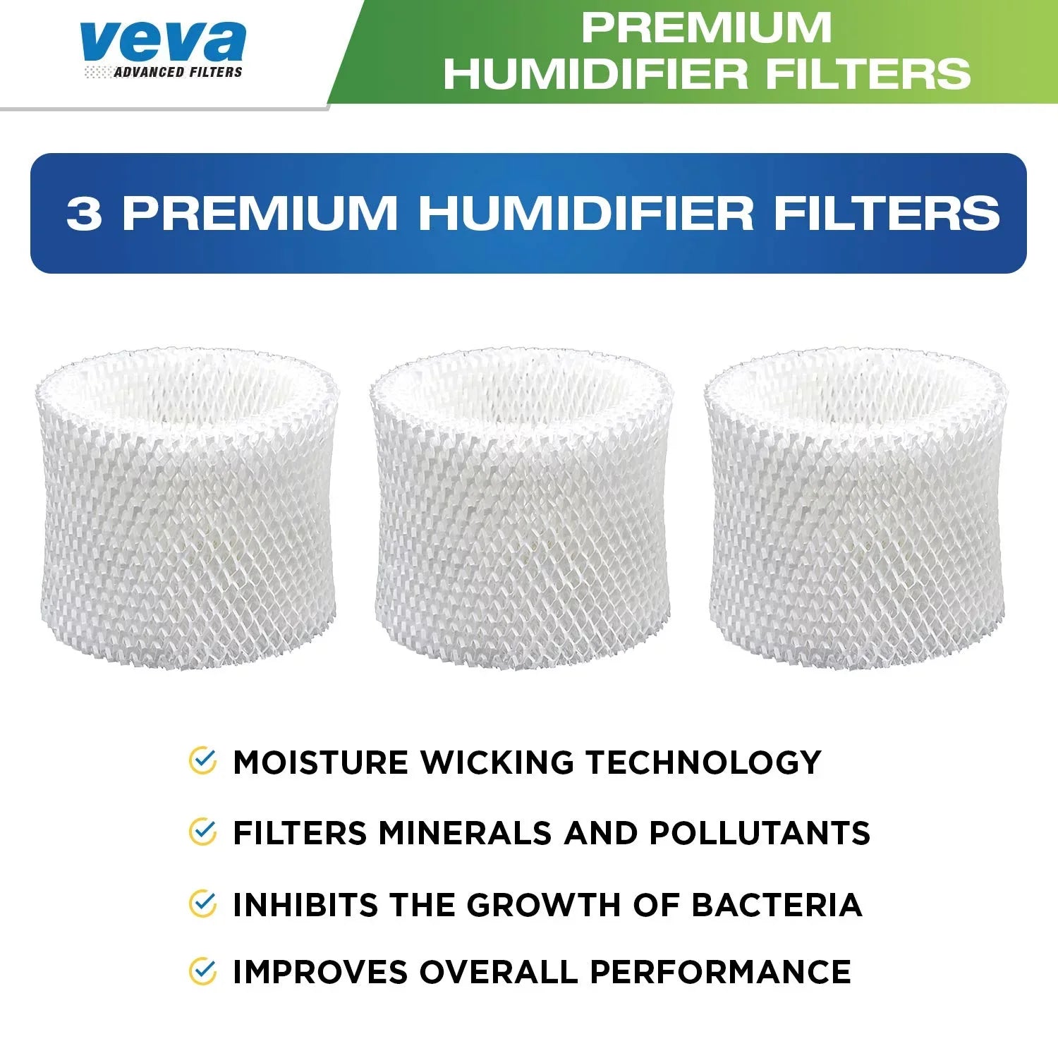 VEVA 3 Pack Premium Humidifier Replacement Filters for HW Filter E
