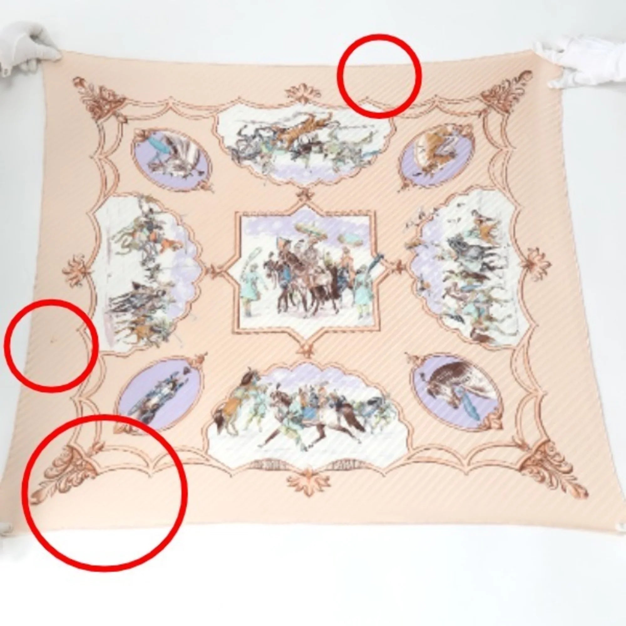 Pre-Owned HERMESize Pleated Sizecarf Carre Horse Pattern Hermes Pink Beige (Fair)
