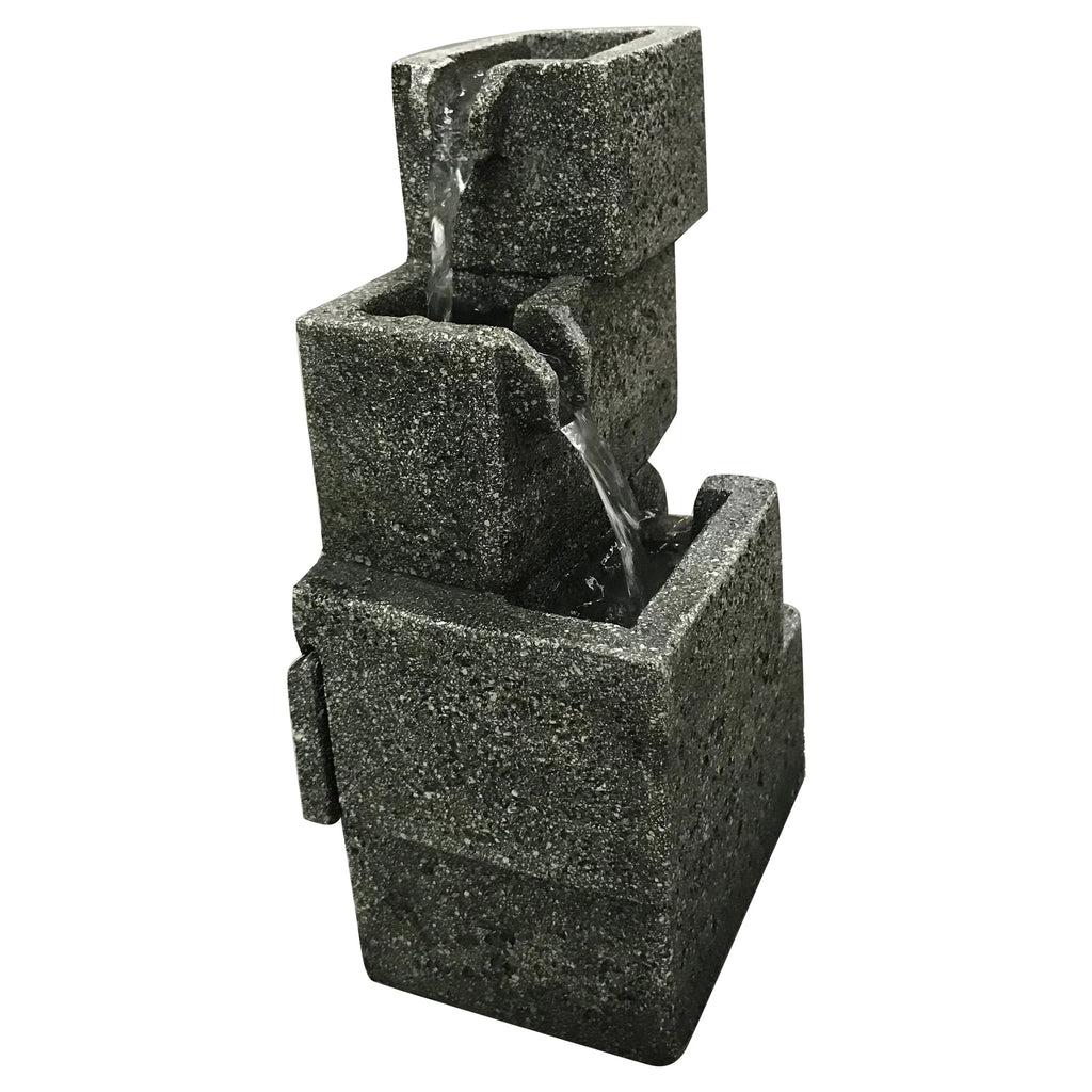 Concrete Crates Fountain With Warm Ivory LED Lights