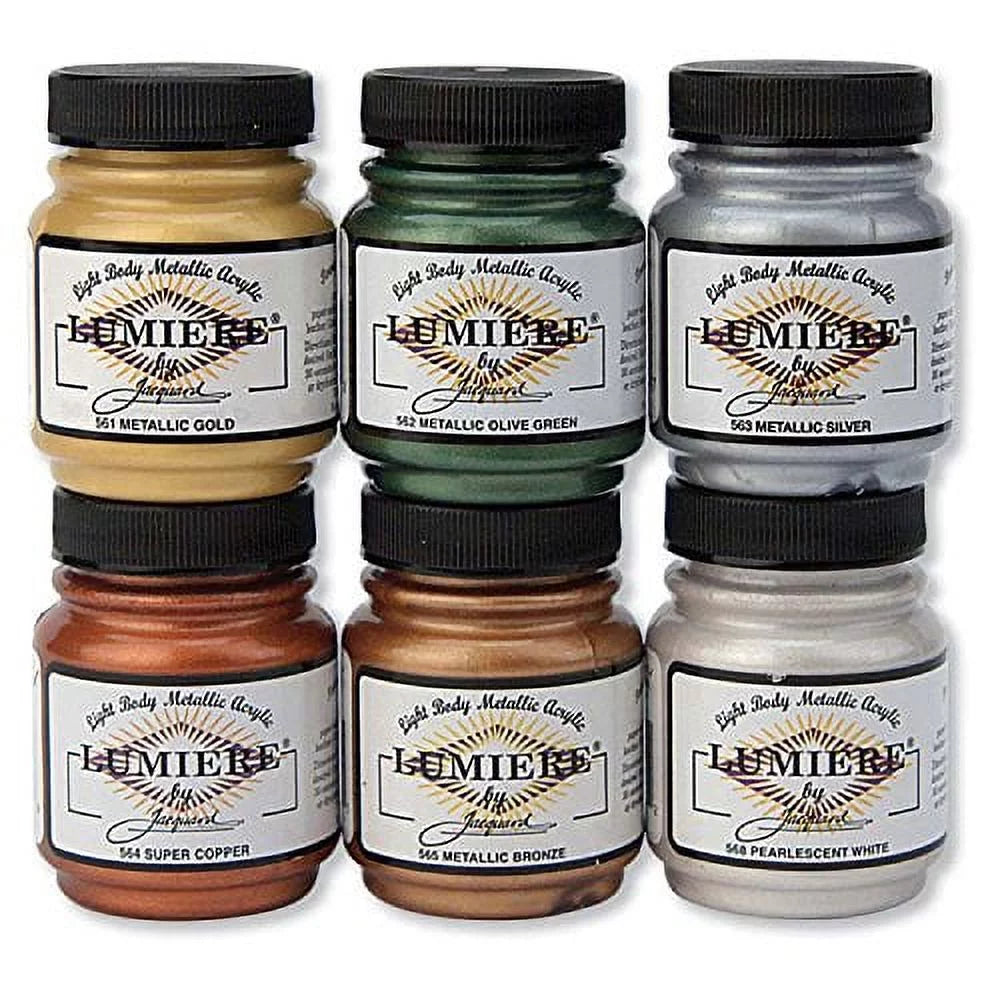 Jacquard Lumiere-Light Body Metallic Acrylic, Sizeet of 6, 2.25 oz.