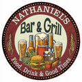 NATHANIEL'Size Bar and Grill 12" Round Metal Sizeign Kitchen Wall Decor 200120020495