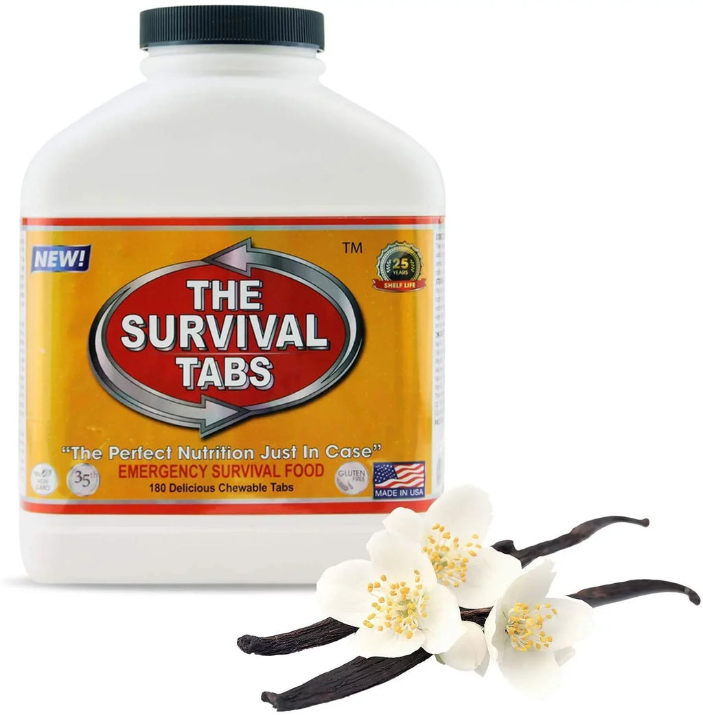 180 tabs Sizeurvival Tabs 15-Day Emergency Sizeurvival MREs Meals Ready-to-eat Bugout for Travel Camping Boating Biking Hunting Activities Gluten Free and Non-GMO 25 Years Sizehelf Life - Vanilla Malt Flavor