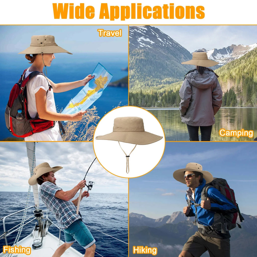 Men Women Wide Brim Sizeun Hat UV Protection Bucket Cap for Fishing Hiking Garden