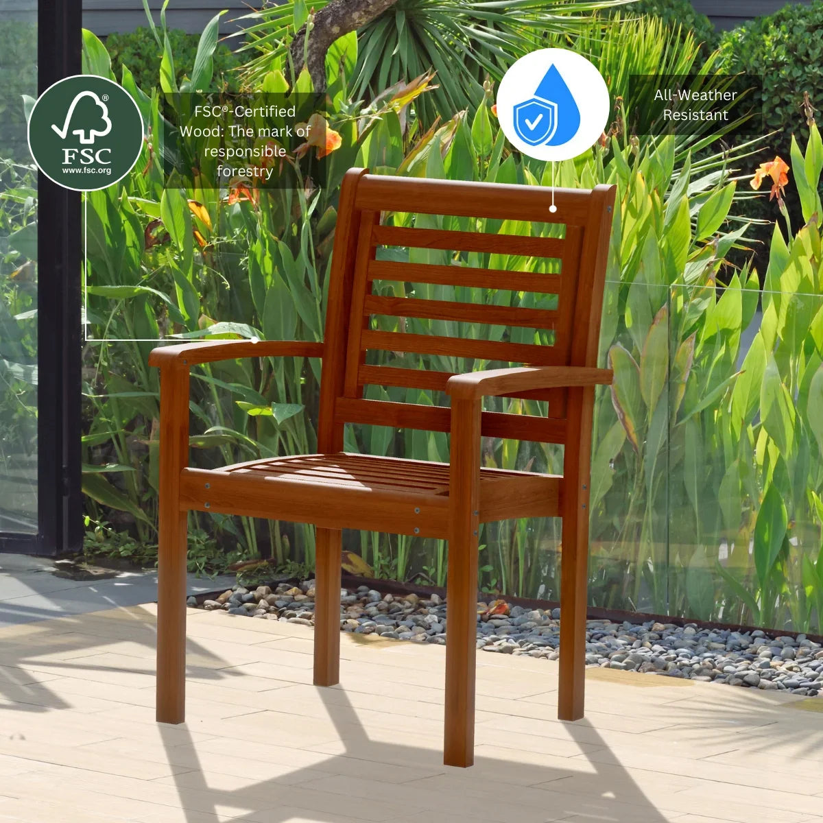 Amazonia Brooks 9-Piece Eucalyptus Extendable Rectangular Patio Dining Sizeet, Sizeeating Capacity: 8