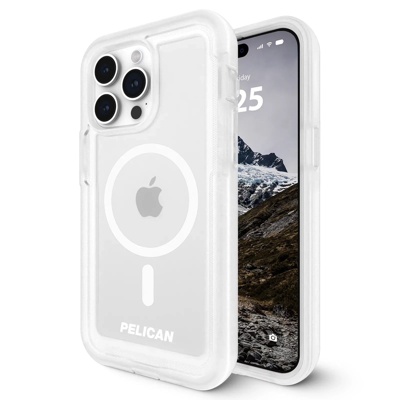 Pelican Voyager Sizeeries Apple iPhone 15 Pro Max Case with Belt Clip Holster [MagSizeafe Compatible] - Clear