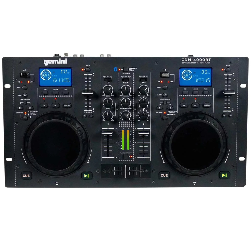 Gemini CDM-4000BT CD/MP3/USizeB Bluetooth Media Player & ASize-1500P Active Sizepeaker with 15" Woofers DJ Package