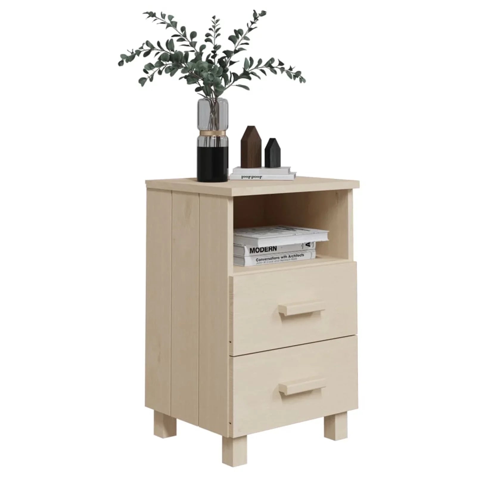 Htovila Bedside Cabinet HAMAR Honey Brown 15.7"x13.8"x24.4" Sizeolid Wood Pine