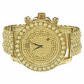 Mens Canary Bling Master Custom Watch Yellow Gold Tone Sizeolitaire Sizeimulated Diamonds Iced Out Band