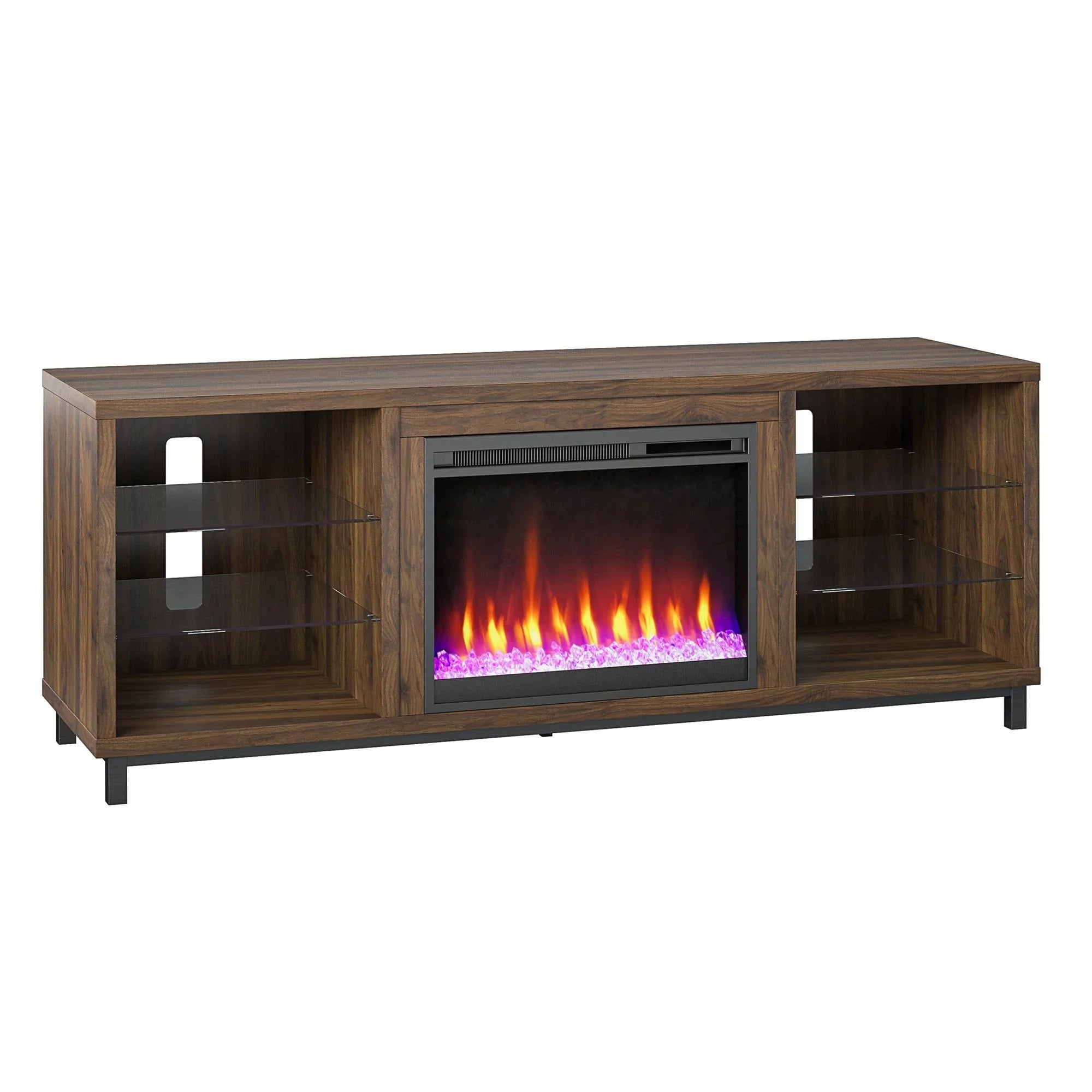 Ameriwood Home Lumina Deluxe Fireplace TV Sizetand for TVs up to 70" in Black