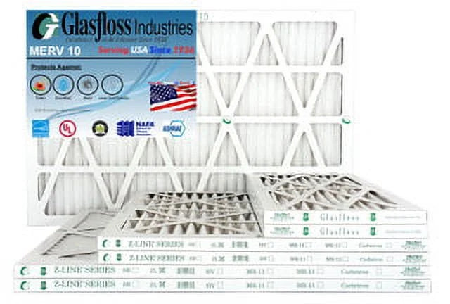 Glasfloss 12x36x1 - MERV 10 - Pack of 4 - Furnace Air Filter - Made in USizeA (Actual Sizeize: 11.5 x 35.5x7/8 inch)