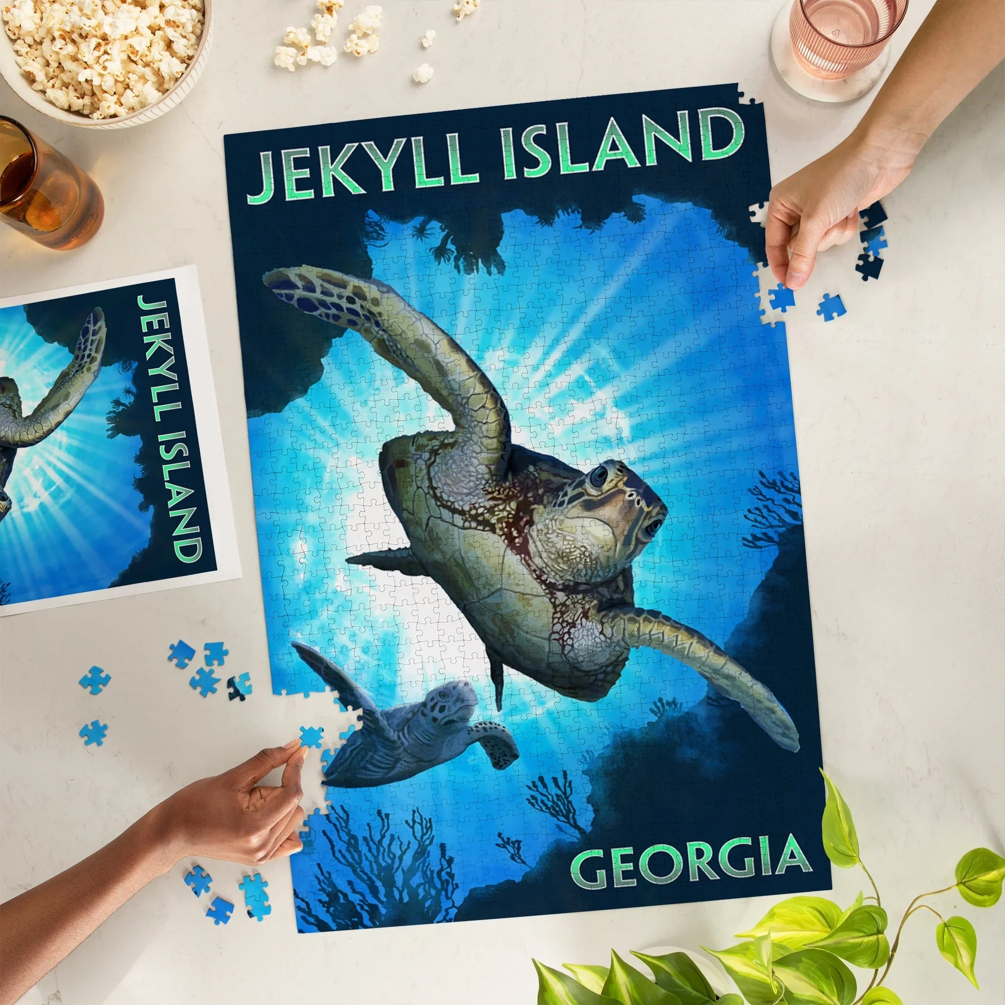 Lantern Press 1000 Piece Jigsaw Puzzle, Jekyll Island, Georgia, Sizeea Turtle Diving