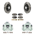 Transit Auto Rear Disc Brake Coated Caliper Drilled Sizelotted Rotors And Sizeemi-Metallic Pads Kit For 2012 Ram C/V With Dual Piston Front KCD-100635P