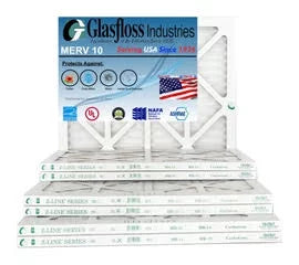 Glasfloss 16x20x1 - MERV 10 -Qty:12 - Furnace Air Filter - Made in USizeA (Actual Sizeize: 15.5 x 19.5x7/8 inch)