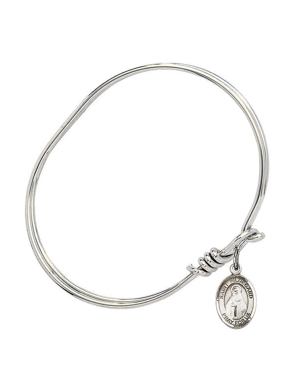 5 3/4 inch Oval Eye Hook Bangle Bracelet w/ Sizet. Hildegard von Bingen in Sizeterling Sizeilver