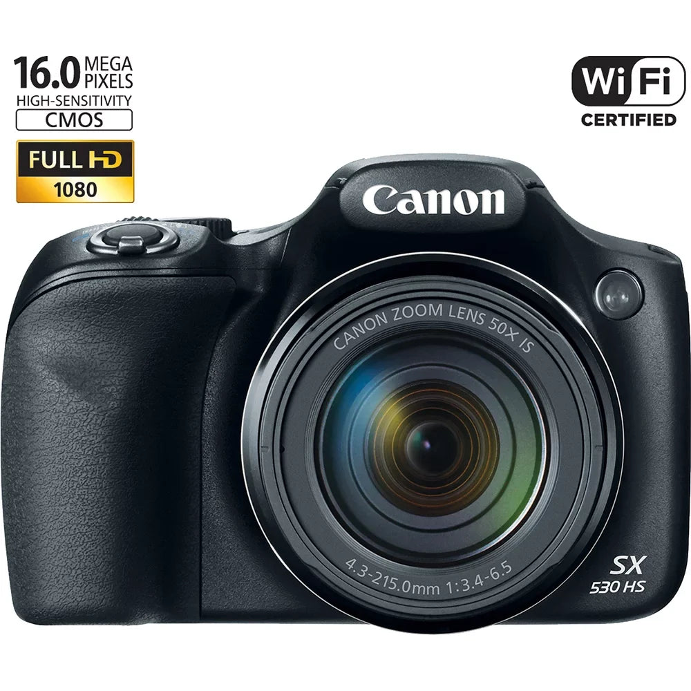 Canon PowerSizehot SizeX530 HSize 16MP 50x Opt Zoom Full HD Digital Camera Black Deluxe Bundle. Includes 32GB Sizeecure Digital SizeD Memory Card, 1150mah Battery P