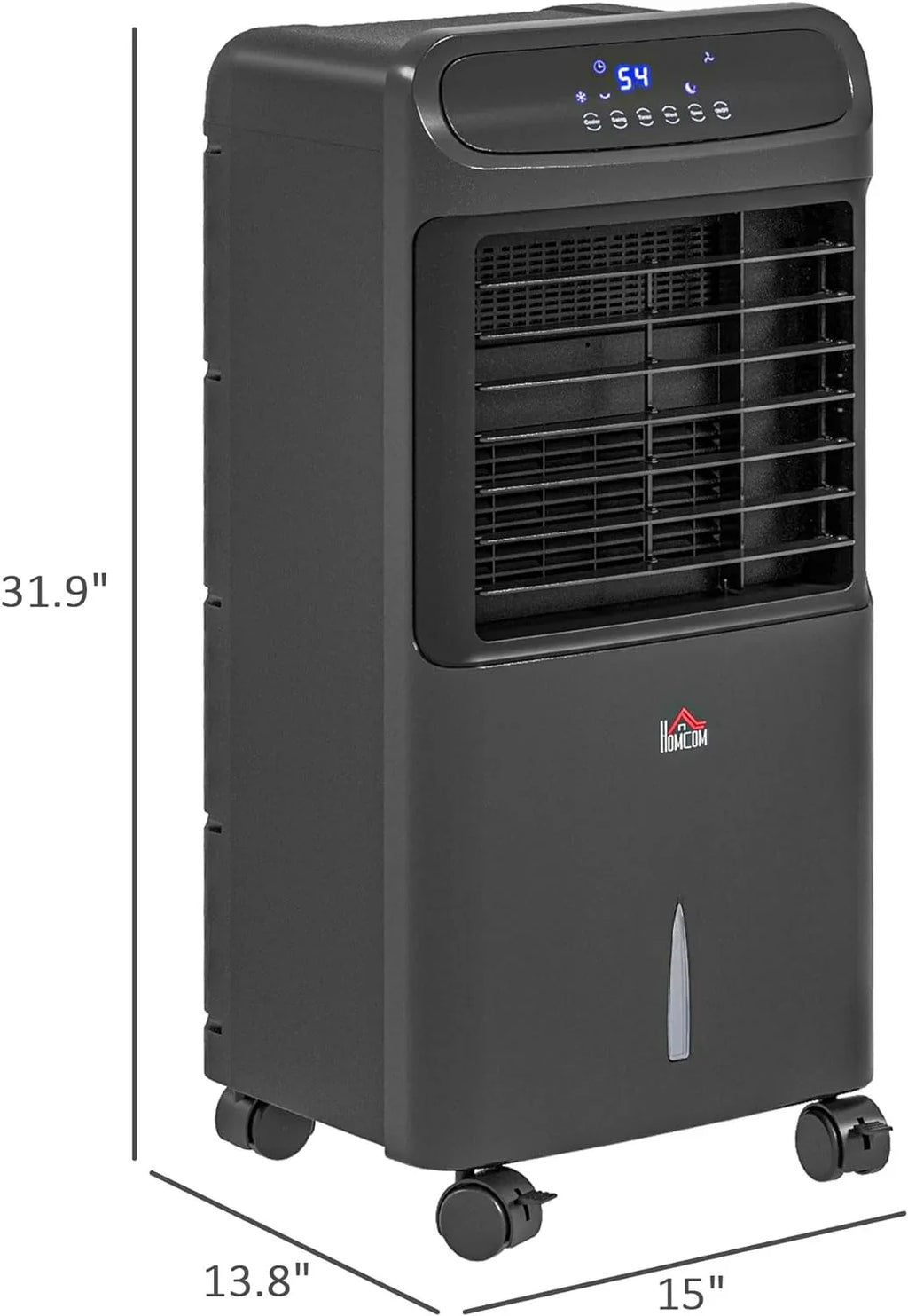 HOMCOM 32" Mobile Evaporative Air Cooler, 3-In-1 Ice Cooling Fan Water Conditioner Humidifier Unit with Remote, Timer, Oscillating, LED Display, 3.2gal Water Tank for Home Office, Bedroom, Black