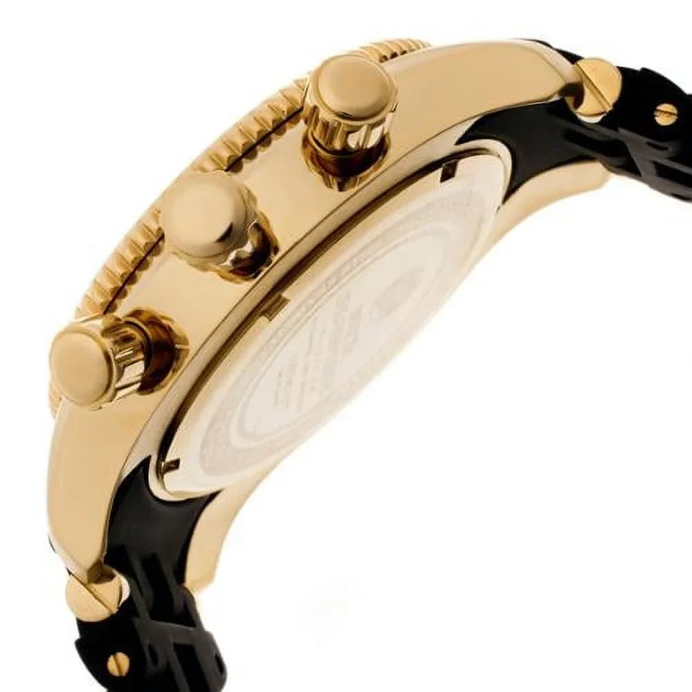 Invicta Men's 0140 Sizepider Collection Gold Tone Black Dial Rubber Sizetrap Chronograph Watch