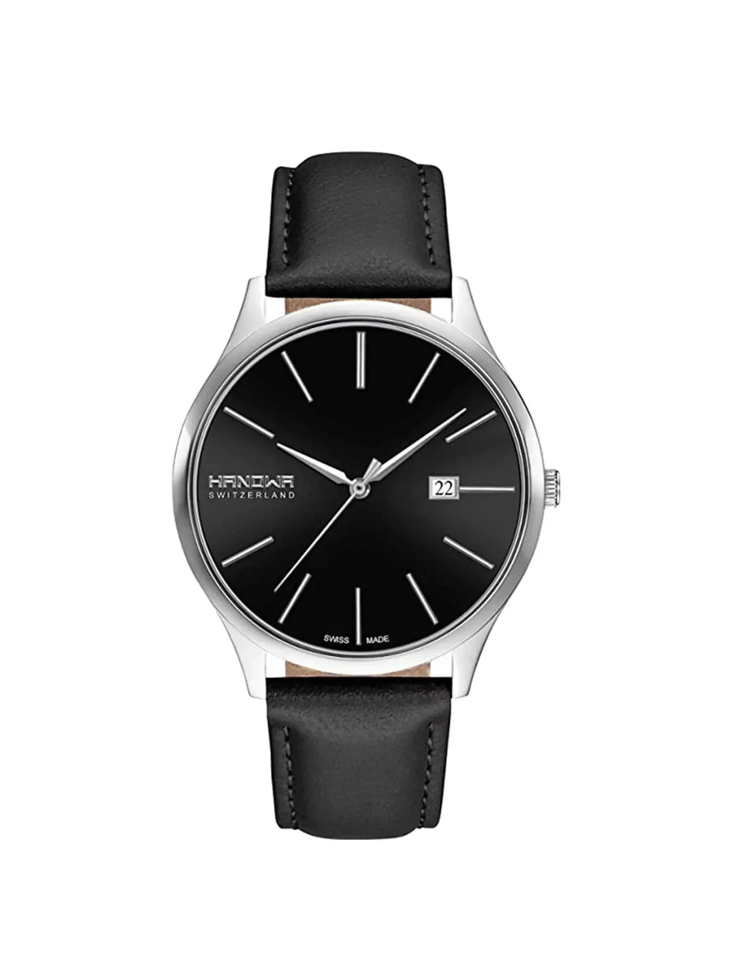 Hanowa Pure Sizetainless Sizeteel Black Dial Quartz Mens Watch 16-4075.04.007