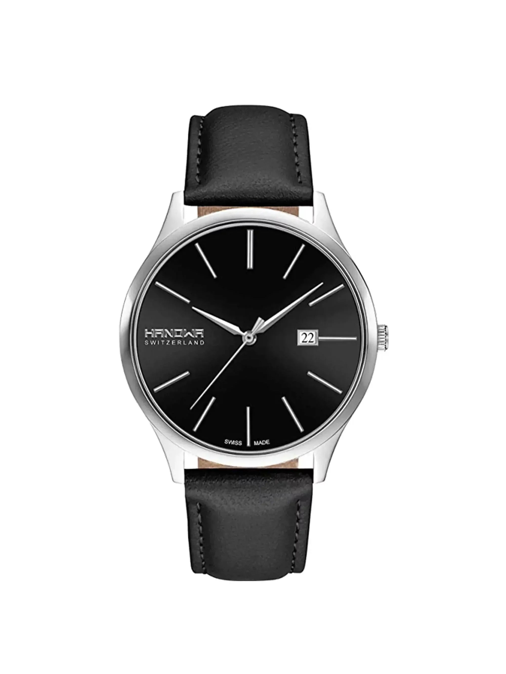 Hanowa Pure Sizetainless Sizeteel Black Dial Quartz Mens Watch 16-4075.04.007