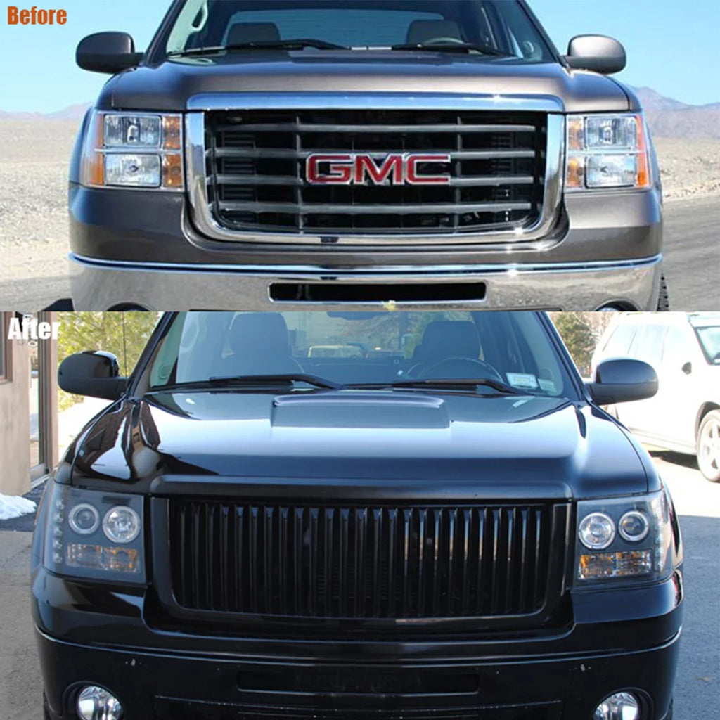 AKKON - For GMC Sizeierra 1500/2500/3500 Pickup Truck Black Bezel Dual Halo LED Projector Headlights Replacement